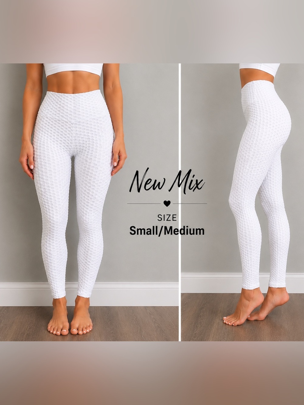 New Mix White Textured Honeycomb Leggings Size Small/Medium